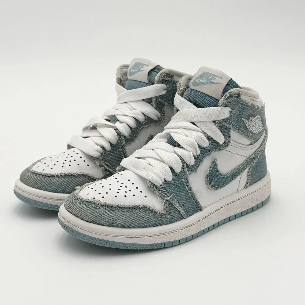 Nike Air Jordan 1 OG High Top Retro Denim Blue White Lace Up Basketball Sneakers